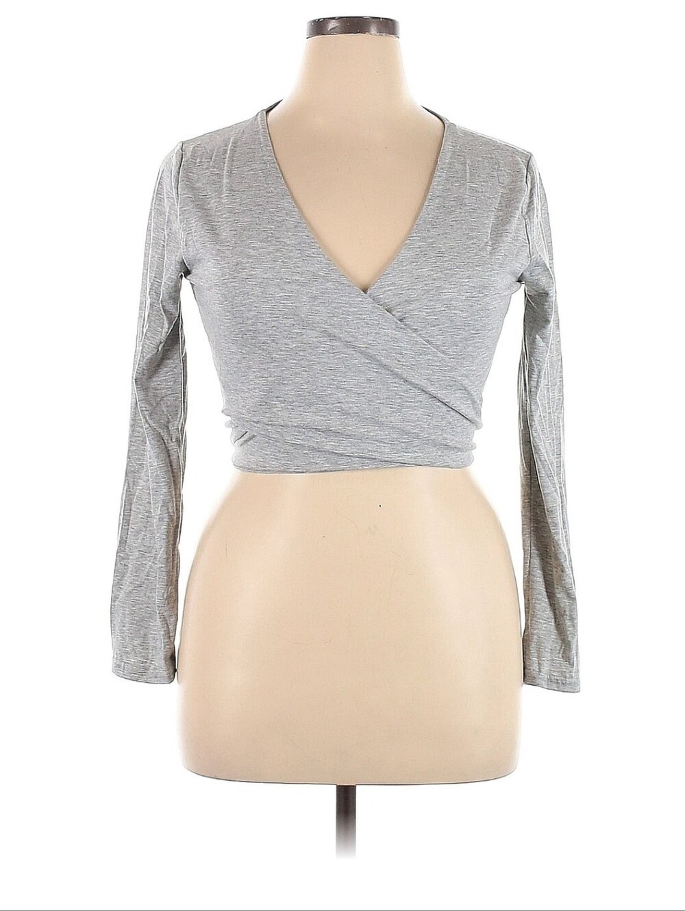 Women’s Light Gray Tie-Front Cropped Cardigan